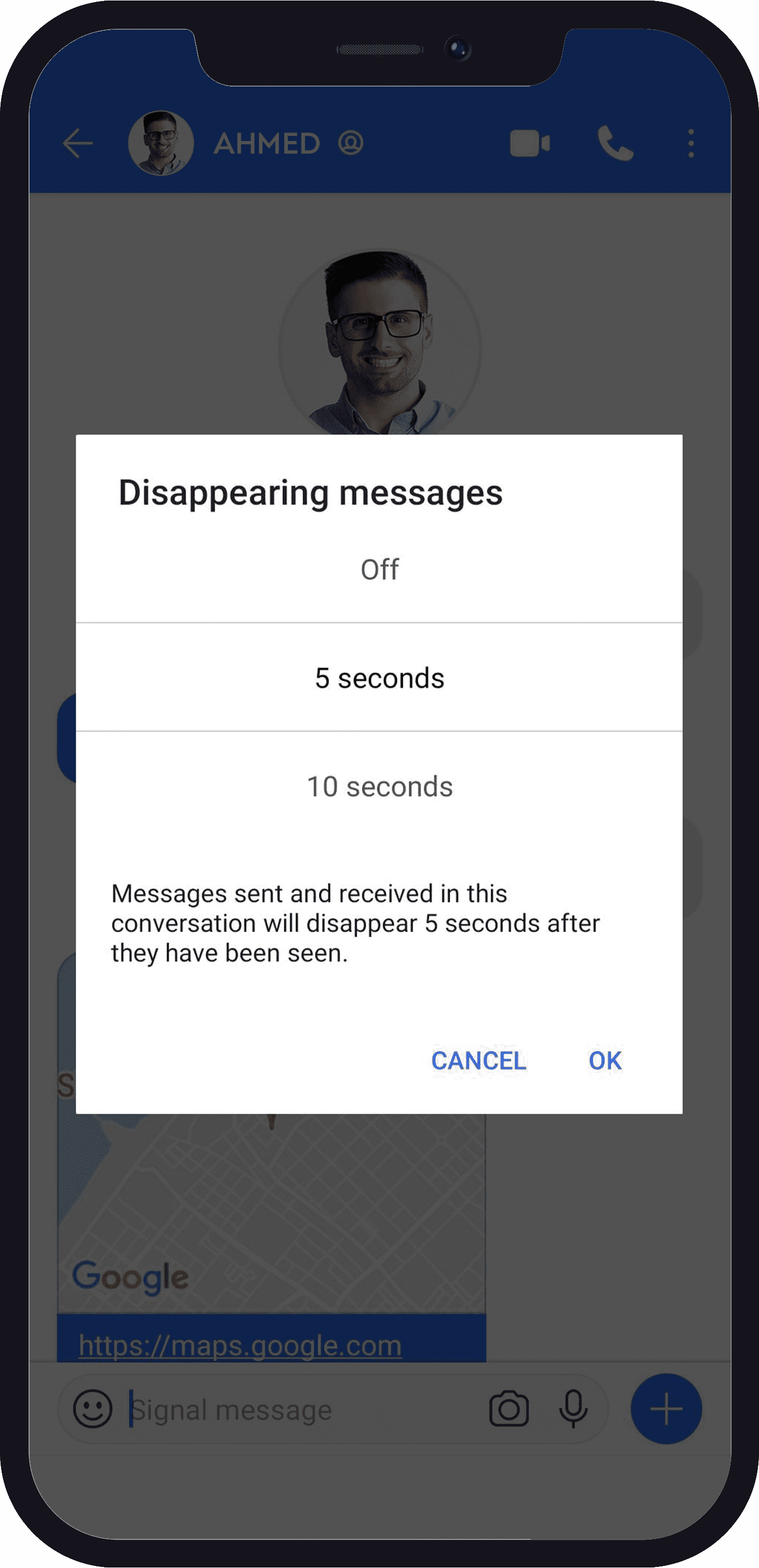 Disappearing messages on Signal