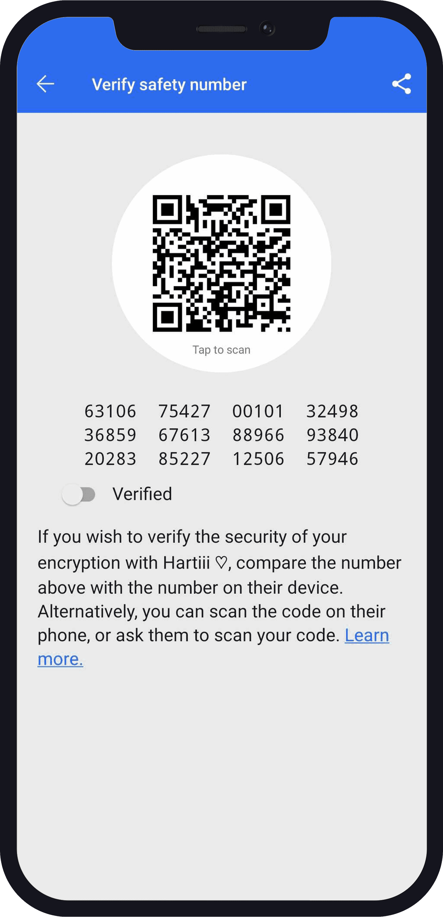 verify safety number on Signal ber